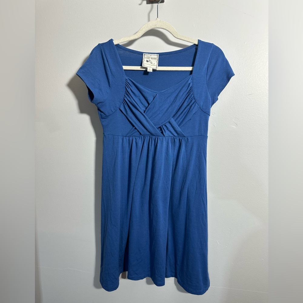 Pink Rose Women’s M Criss Cross Detail Fit&Flare Blue Short Dress | SKU 0793